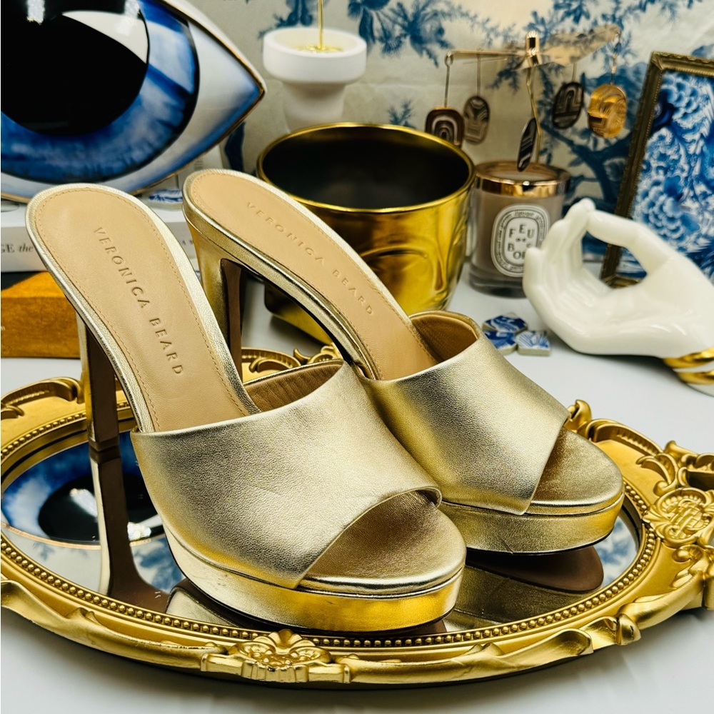 🆕 VERONICA BEARD 🧿 NWOB Dali Platform Mule - Light Gold - Size 6 - Picture 13 of 16